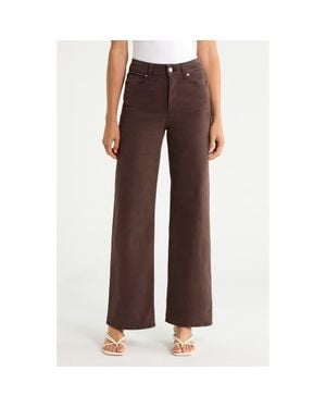 PAIGE Anessa High Waist Wide Leg Pants - Brown