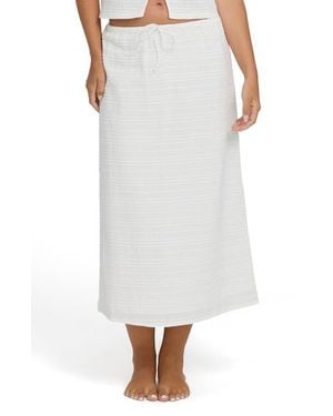 Billabong Your Call Stripe Cotton Maxi Skirt - White