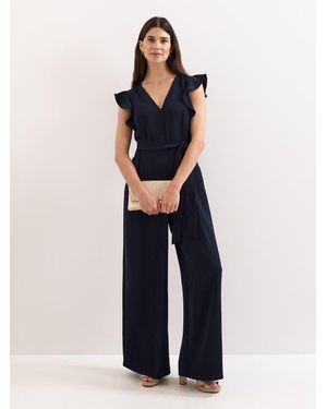 Phase Eight Kallie Frill V-Neck Jumpsuit - Blue