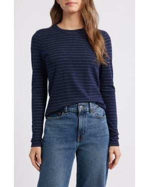Marine Layer Lexi Stripe Sun-In Rib Long Sleeve T-Shirt - Blue