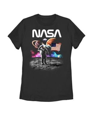 NASA Juniors Astronaut Moon Flag T Shirt - Black