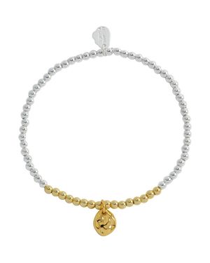 Estella Bartlett Two Tone Hammered Charm Beaded Bracelet - Metallic