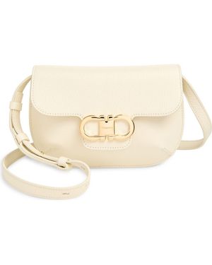 Ferragamo Lizzy Double Gancio Leather Crossbody Bag - Natural