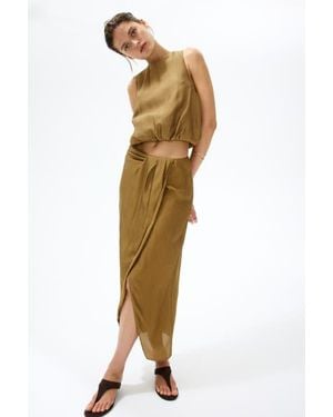 H&M Twist-Detail Wrap Skirt - Natural