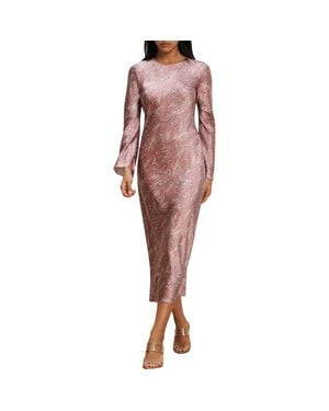 Veronica Beard Gemma Floral Long Sleeve Silk Blend Dress - Red
