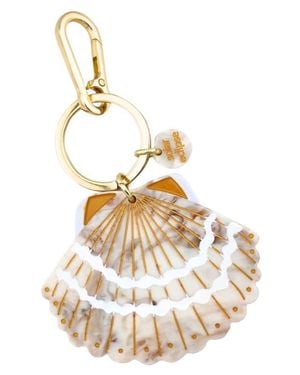 Solar Eclipse Hand Painted Seashell Key Chain Bag Charm - Metallic