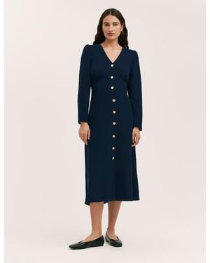 Finery London Caprice Long Sleeve Crepe Midi Dress - Blue