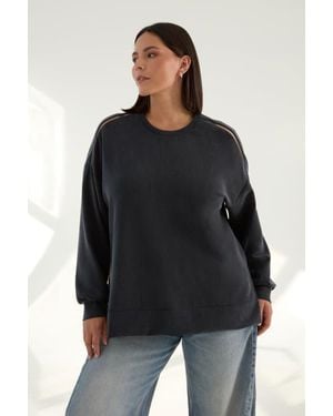 KADA The Cupro Oversized Crew Sweatshirt - Black