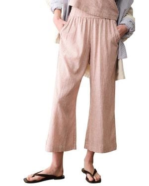 Marine Layer Allison Stripe Pull-On Crop Wide Leg Hemp Blend Pants - Pink