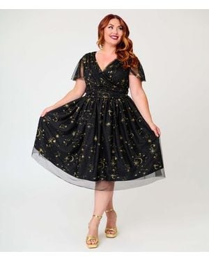 Unique Vintage Plus Size Midori Swing Dress - Black