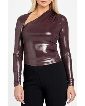 Marciano Metallic Asymmetric Neck Top - Purple