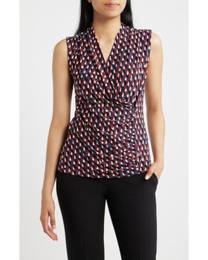 Anne Klein Shirred Faux Wrap Top