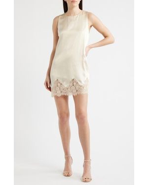 Reformation Jessalyn Sleeveless Lace Silk Minidress - Natural
