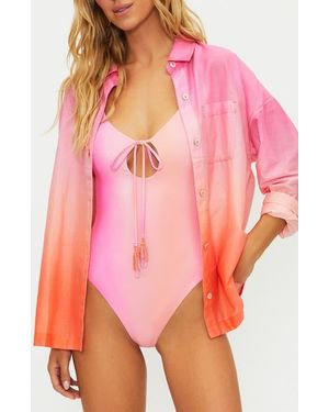 Beach Riot Cassidy Cotton Cover-Up Shirt - Pink