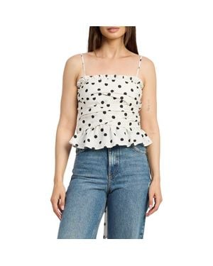 En Saison Harley Ruched Linen Blend Camisole - Blue