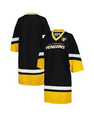 Starter Pittsburgh Penguins Hurry-Up Offense Boxy V-Neck Half-Sleeve Sneaker Dress - Yellow