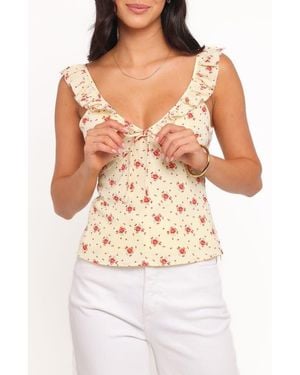 Petal & Pup Roni Floral Ruffle Trim Tank - White