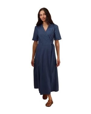 Celtic & Co. Luxurious Linen Wrap Midi Dress - Blue