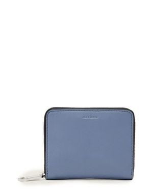 AllSaints Lena Hex Leather Zip Wallet - Blue