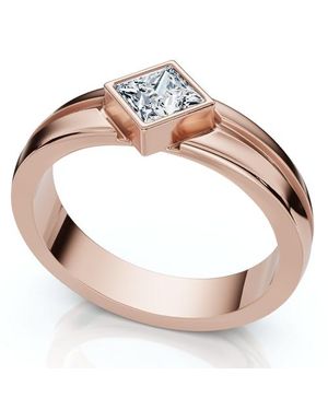 Bliss Diamond 3/8Ct Princess Cut Diamond Bezel Polished Wedding Ring 14K Lab Grown - Pink