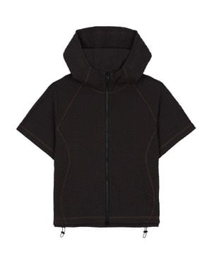 Brain Dead Textured Short Sleeve Hoodie - Black