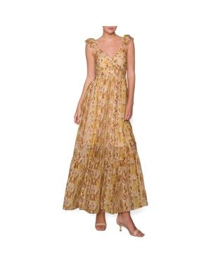MELLODAY Print Tiered Maxi Dress - Natural