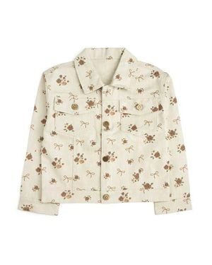 Sweet Wink Mocha Floral Denim Jacket - Natural