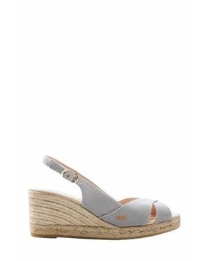 VISCATA Llansa Canvas Espadrille Sandal Wedges - White