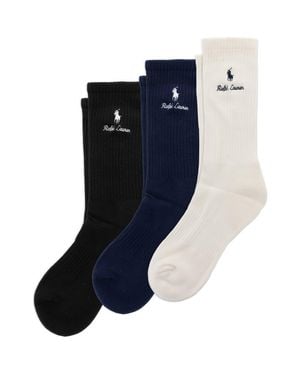 Polo Ralph Lauren Assorted 3-Pack Double Logo Crew Socks - Blue