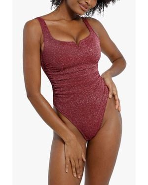 Popilush Shapewear Lame Knit Slimming Bodysuit - Red