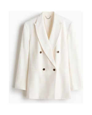 H&M Linen-Blend Blazer - White