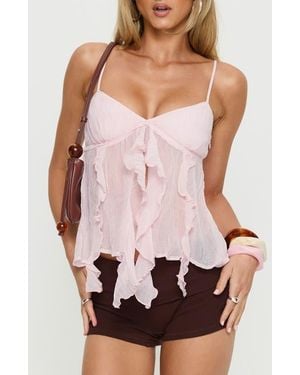 Princess Polly Christelle Sheer Ruffle Camisole - Pink