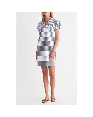 Vineyard Vines Margo Stripe Short Sleeve Polo Dress - Blue