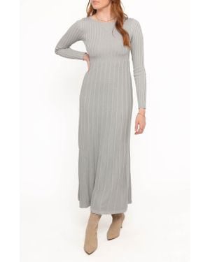 Petal & Pup Alison Long Sleeve Rib Maxi Dress - Gray