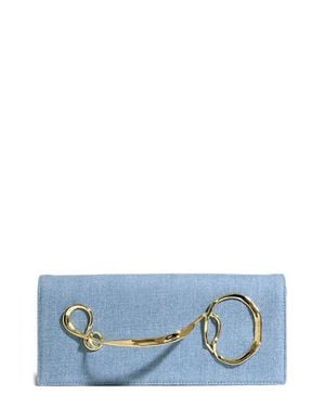 Alexis Twisted Side Handle Leather Clutch - Blue