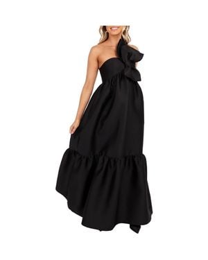 Petal & Pup Betina Bow One-Shoulder Gown - Black