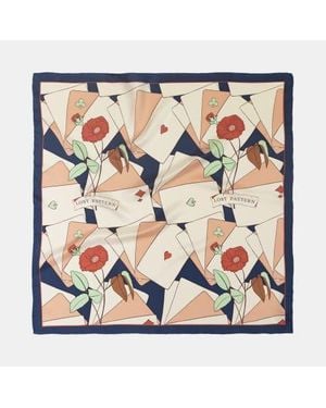 Lost Pattern Camellia Silk Bandana - Metallic