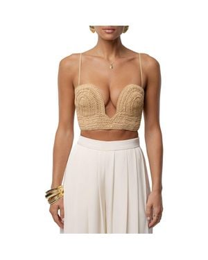JLUXLABEL Sail Away Plunge Bustier Crop Top - Natural