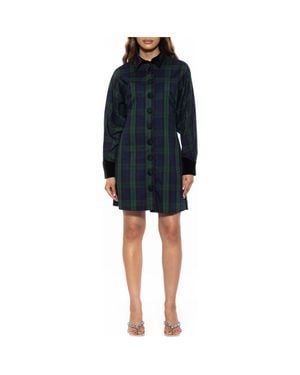 Alexia Admor Velvet Trim Long Sleeve Shirtdress - Blue