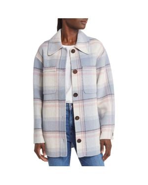 Rails Connie Plaid Wool Blend Shirt Jacket - White