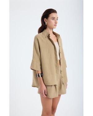 Monlicia Iyan 100% Linen Oversize Shirt - Natural