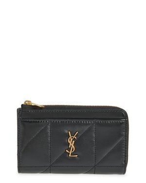 Saint Laurent Cassandre Leather Card Case - Black