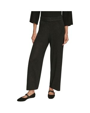 Donna Karan Ankle Wide Leg Sweater Pants - Black