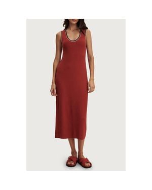 Varley Mikel Knit Cotton Midi Dress - Red