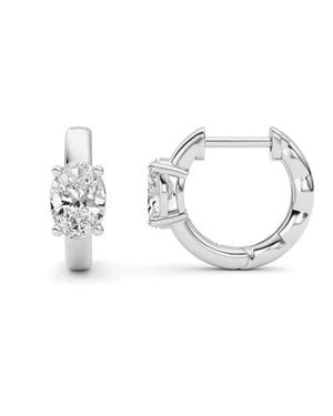 Bliss Diamond 2Ct Tw Oval Diamond Hoops 14K Lab Grown Huggie Earrings - Metallic