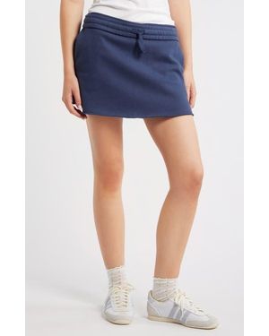 BP. Cotton Blend Fleece Miniskort - Blue