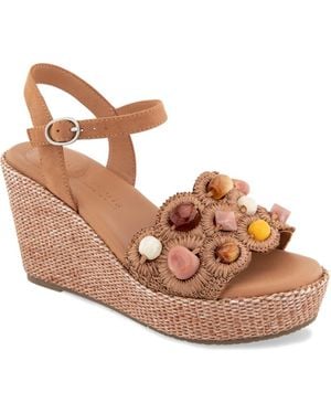 Gentle Souls Nolina Woven Wedge Sandal - Brown