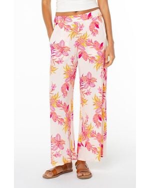 Roxy Midnight Avenue Floral Wide Leg Pants - Red