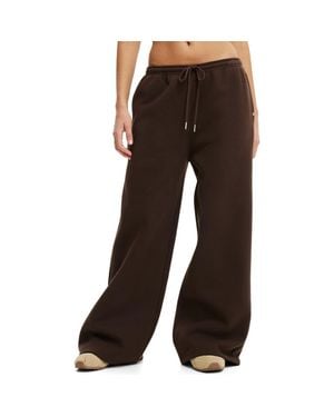 Cotton On Active Plush Tie Waist Wide Leg Sweatpant - Brown