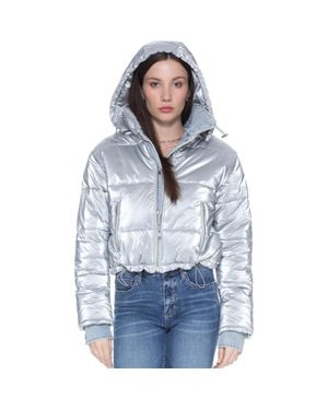Blue Revival The Mix Denim Shiny Puffer Jacket - Blue